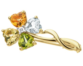 14 K Rhodium-Plated Yellow Gold Brooch - fineness 14 K