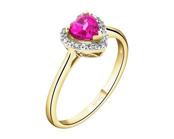 9 K Rhodium-Plated Yellow Gold Ring - fineness 9 K