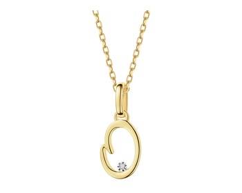 9 K Rhodium-Plated Yellow Gold Pendant with Diamond - 0,003 ct - fineness 9 K