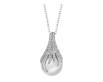 18 K Rhodium-Plated White Gold Necklace - fineness 18 K