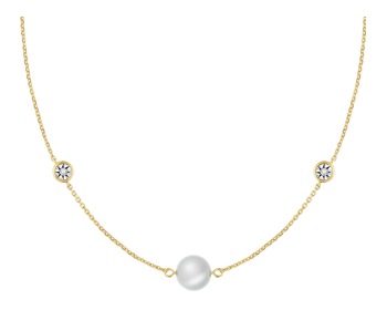 Yellow and white gold Pearl Necklace - fineness 375