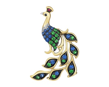 14 K Yellow Gold Vermeil And Ruthenium Plated Brooch  - fineness 14 K