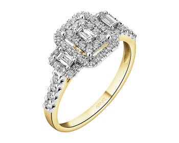 14 K Rhodium-Plated Yellow Gold Ring  - 0,50 ct - fineness 14 K