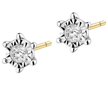 14 K Rhodium-Plated Yellow Gold Necklace with Diamonds - 0,10 ct - fineness 585