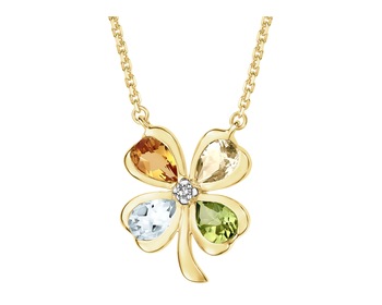 9 K Rhodium-Plated Yellow Gold Necklace  - fineness 9 K