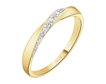 14 K Rhodium-Plated Yellow Gold Ring with Diamonds - 0,02 ct - fineness 14 K