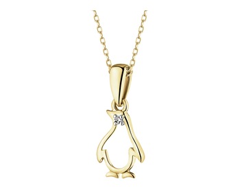 14 K Rhodium-Plated Yellow Gold Necklace with Diamonds - 0,005 ct - fineness 9 K