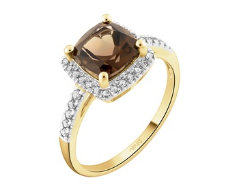 14 K Rhodium-Plated Yellow Gold Ring - fineness 14 K