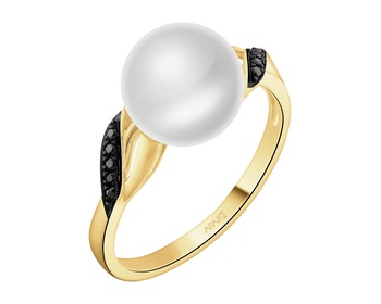 585 Yellow Gold Ruthenium-Plated Ring - fineness 585