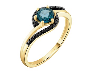 585 Yellow Gold Ruthenium-Plated Ring - fineness 585