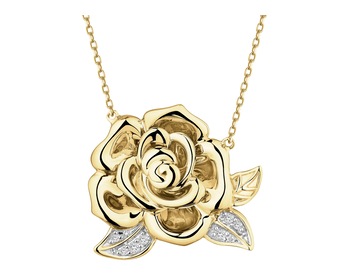 14 K Rhodium-Plated Yellow Gold Necklace with Diamonds - 0,03 ct - fineness 14 K