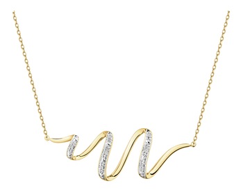 14 K Rhodium-Plated Yellow Gold Necklace with Diamonds - 0,02 ct - fineness 14 K