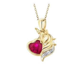 9 K Rhodium-Plated Yellow Gold Pendant  - fineness 9 K