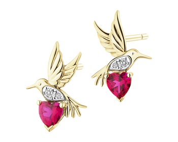 14 K Rhodium-Plated Yellow Gold Necklace with Diamonds - fineness 9 K