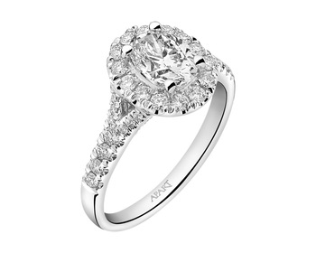 18 K Rhodium-Plated White Gold Ring - 1,50 ct - fineness 18 K