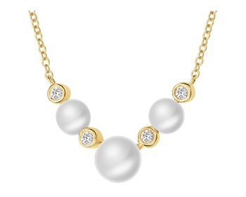 14 K Rhodium-Plated Yellow Gold Pendant with Diamond - fineness 14 K