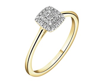 585 Yellow And White Gold Plated Ring with Diamonds - 0,10 ct - fineness 585