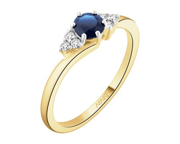 14 K Rhodium-Plated Yellow Gold Necklace with Diamonds - fineness 14 K