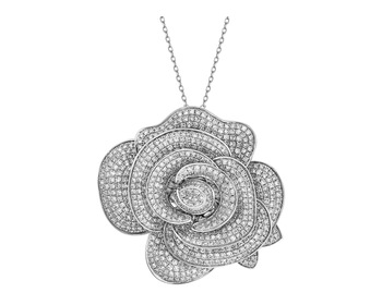 18 K Rhodium-Plated White Gold Pendant with Diamonds - 2,43 ct - fineness 18 K