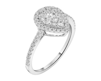 18 K Rhodium-Plated White Gold Ring with Diamonds - 0,64 ct - fineness 18 K