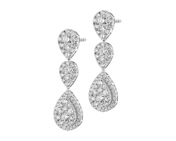 18 K Rhodium-Plated White Gold Dangling Earring with Diamonds - 2,14 ct - fineness 18 K