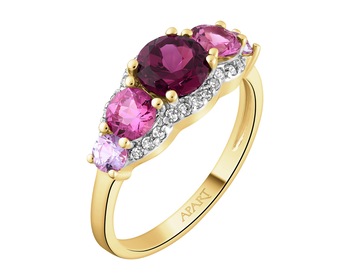 14 K Rhodium-Plated Yellow Gold Necklace with Diamonds - fineness 14 K