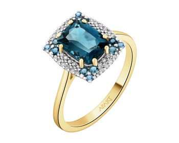 14 K Rhodium-Plated Yellow Gold Ring - fineness 14 K