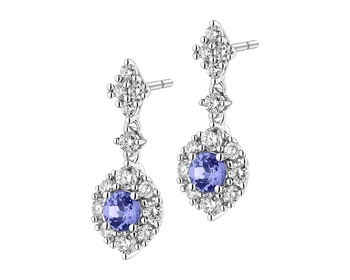 14 K Rhodium-Plated White Gold Dangling Earring  - fineness 14 K