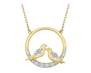 9 K Rhodium-Plated Yellow Gold Necklace with Diamonds - 0,06 ct - fineness 9 K