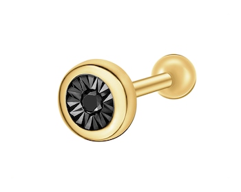 375 Yellow Gold Ruthenium-Plated Piercing with Black Diamond, Treated - 0,01 ct - fineness 375
