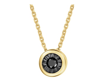375 Yellow Gold Ruthenium-Plated Necklace with Black Diamond, Treated - 0,05 ct - fineness 375