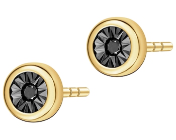 375 Yellow Gold Ruthenium-Plated Earrings with Black Diamond, Treateds - 0,02 ct - fineness 375
