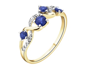 14 K Rhodium-Plated Yellow Gold Ring  - fineness 14 K