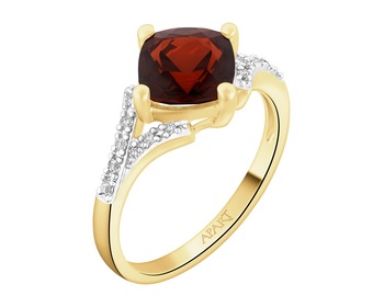 14 K Rhodium-Plated Yellow Gold Ring - fineness 14 K