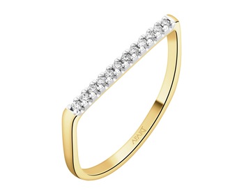 9 K Rhodium-Plated Yellow Gold Ring with Diamonds - 0,08 ct - fineness 9 K