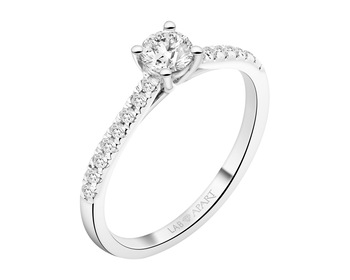 14 K Rhodium-Plated White Gold Ring - 0,53 ct - fineness 14 K