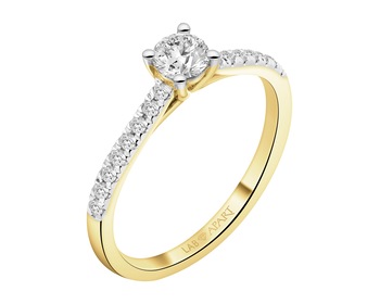 14 K Rhodium-Plated Yellow Gold Ring - 0,53 ct - fineness 14 K