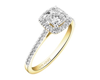 18 K Rhodium-Plated Yellow Gold Ring - 1,25 ct - fineness 18 K