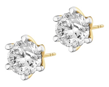 18 K Rhodium-Plated Yellow Gold Earrings with Laboratory Diamonds - 1,50 ct - fineness 18 K