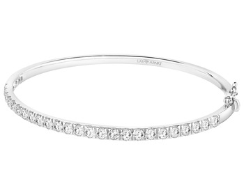 18 K Rhodium-Plated White Gold Rigid Bracelet with Laboratory Diamonds - 3,00 ct - fineness 18 K