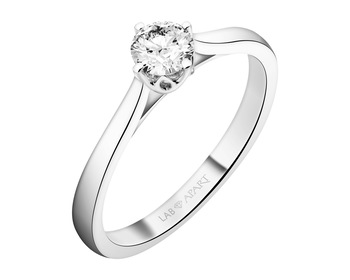14 K Rhodium-Plated White Gold Ring with Laboratory Diamond - 0,41 ct - fineness 14 K