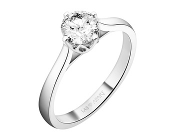 14 K Rhodium-Plated White Gold Ring with Laboratory Diamond - 0,75 ct - fineness 14 K
