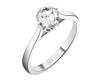 18 K Rhodium-Plated White Gold Ring with Laboratory Diamond - 1,00 ct - fineness 18 K