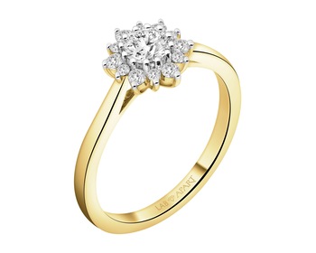 14 K Rhodium-Plated Yellow Gold Ring - 0,53 ct - fineness 14 K