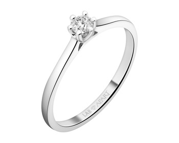 14 K Rhodium-Plated White Gold Ring with Laboratory Diamond - 0,15 ct - fineness 14 K