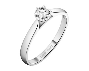 14 K Rhodium-Plated White Gold Ring with Laboratory Diamond - 0,25 ct - fineness 14 K