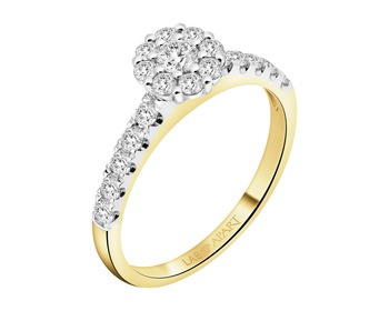14 K Rhodium-Plated Yellow Gold Ring - 0,87 ct - fineness 14 K