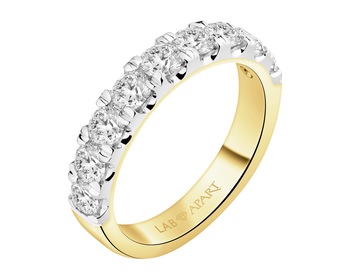 14 K Rhodium-Plated Yellow Gold Band Ring with Laboratory Diamonds - 1,50 ct - fineness 14 K