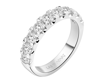 14 K Rhodium-Plated White Gold Band Ring with Laboratory Diamonds - 1,50 ct - fineness 14 K