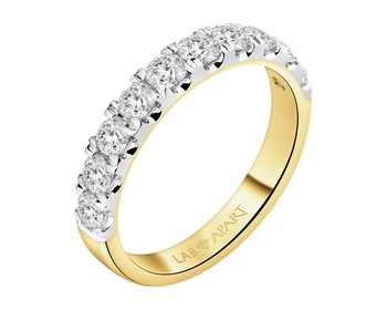 14 K Rhodium-Plated Yellow Gold Band Ring with Laboratory Diamonds - 1,00 ct - fineness 14 K